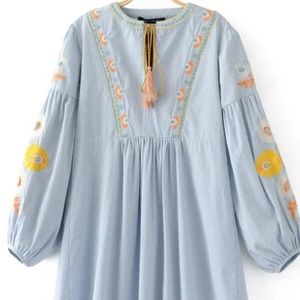 Zara Women’s Long Sleeve Embroidered Tunic